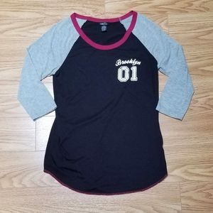 Rue21 Black/Gray Baseball Style Shirt